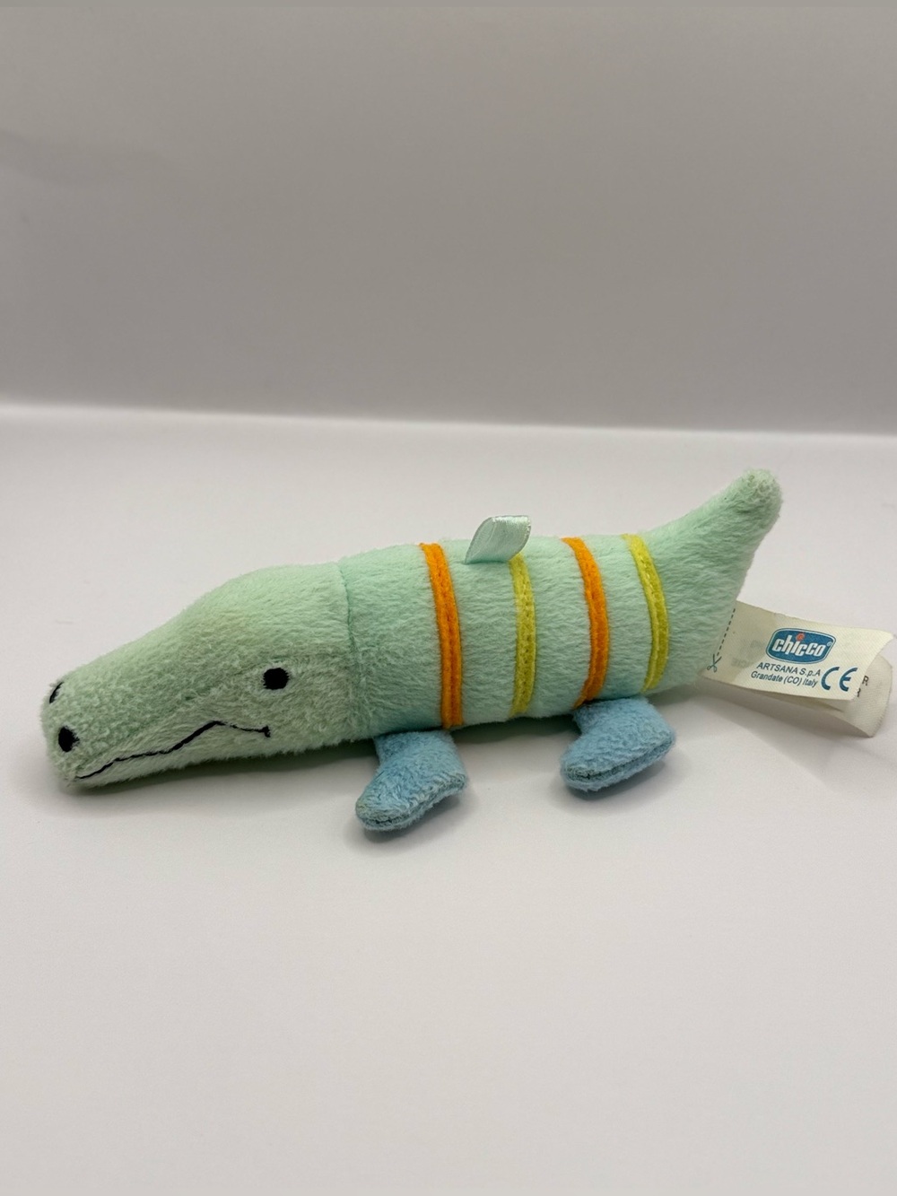 Vintage Chicco Teal Alligator Plush Stuffed Animal Baby Toy